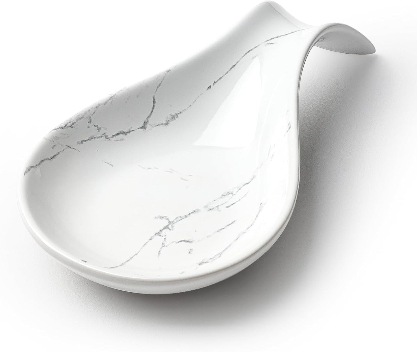Marble Ceramic Spoon Rest 7.17 Inch Utensil Holder Tray for Kitchen Cooking Spoons & Chopsticks Elegant Easy-Clean Design Microwave Oven Dishwasher Safe