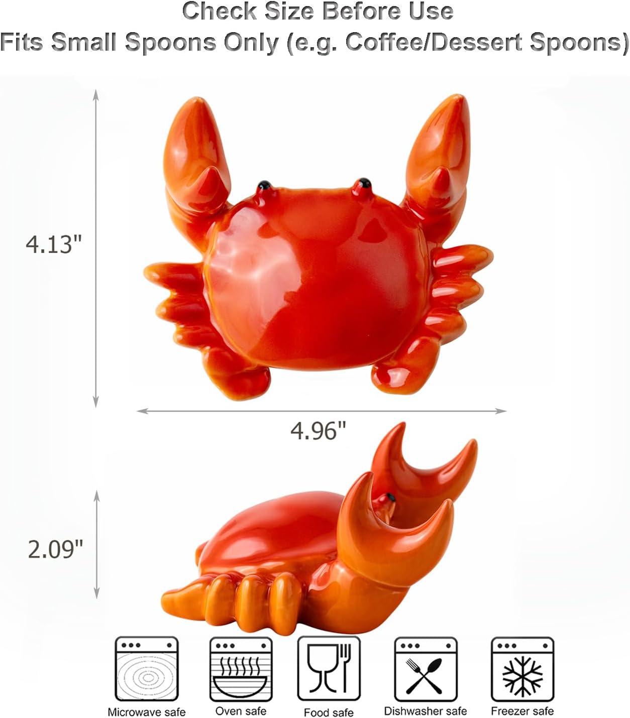 Creative Crab Ceramic Spoon Rest Cute Tabletop Holder for Coffee Spoons, Dessert Spoons, and Kitchen Utensils