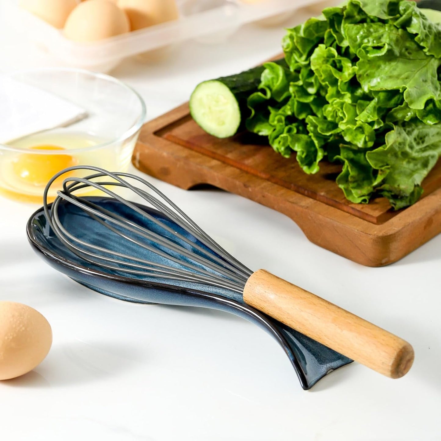 Long Ceramic Spoon Rest Kitchen and Table Utensil Holder Creative Spoon Tray for Cooking and Dining