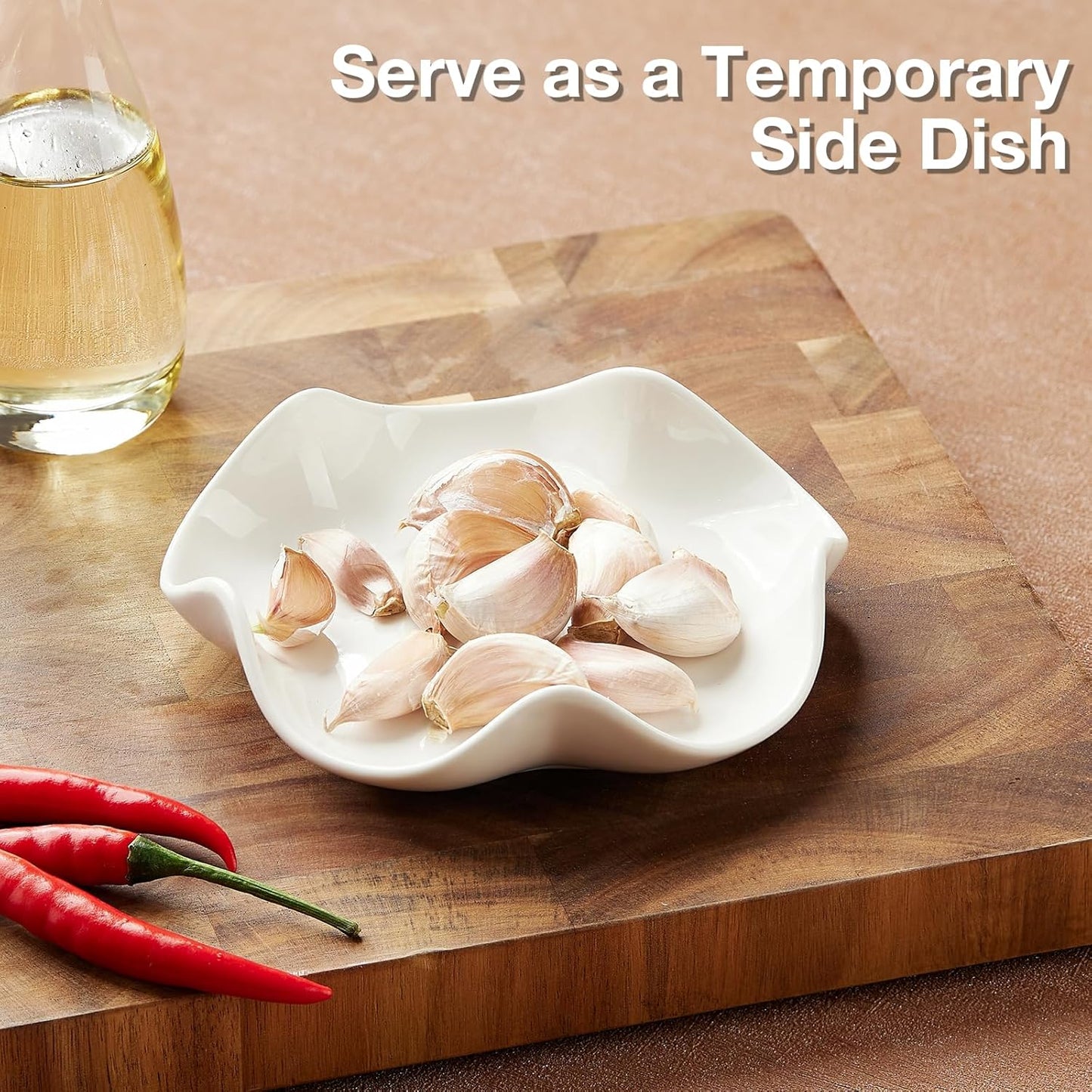Large Ceramic Spoon Rest 5.3 Inch Wave-Edge Utensil Holder Multi-Purpose Tableware Tray