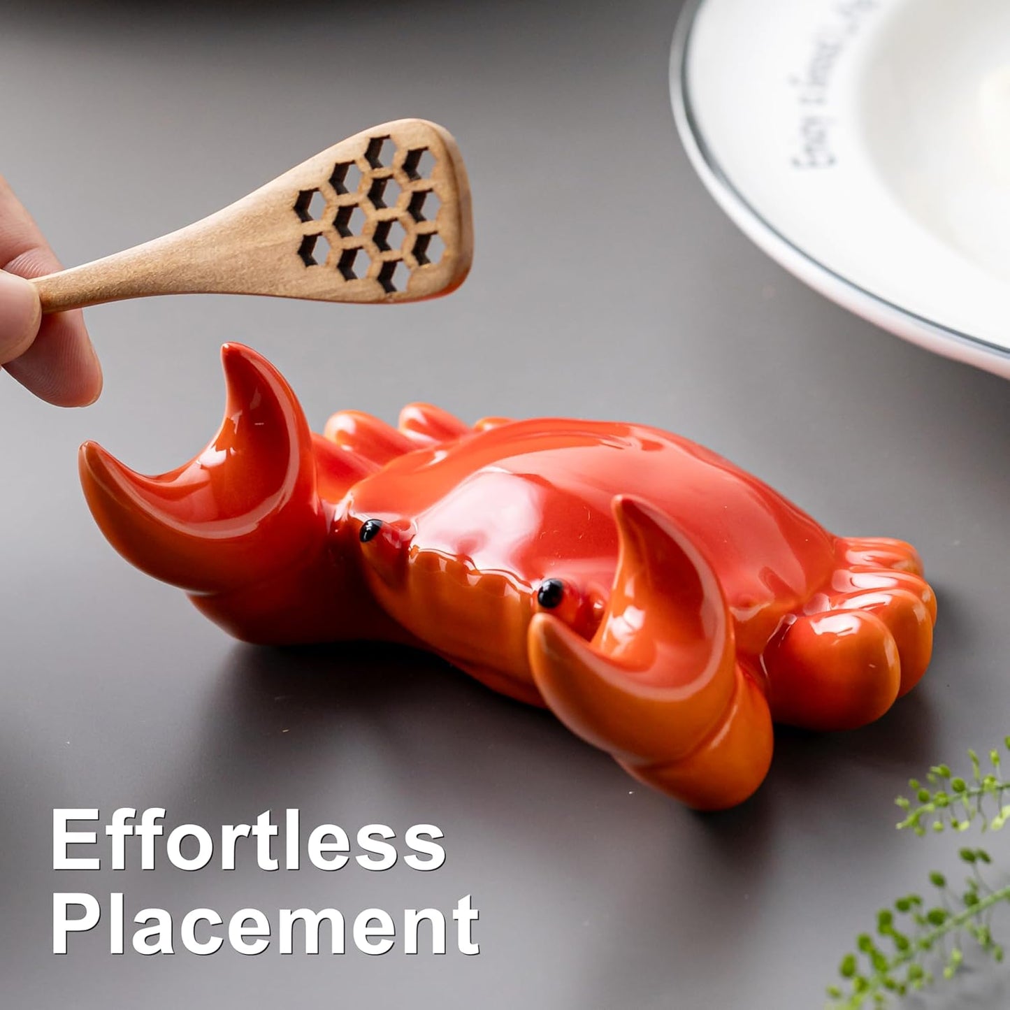 Creative Crab Ceramic Spoon Rest Cute Tabletop Holder for Coffee Spoons, Dessert Spoons, and Kitchen Utensils
