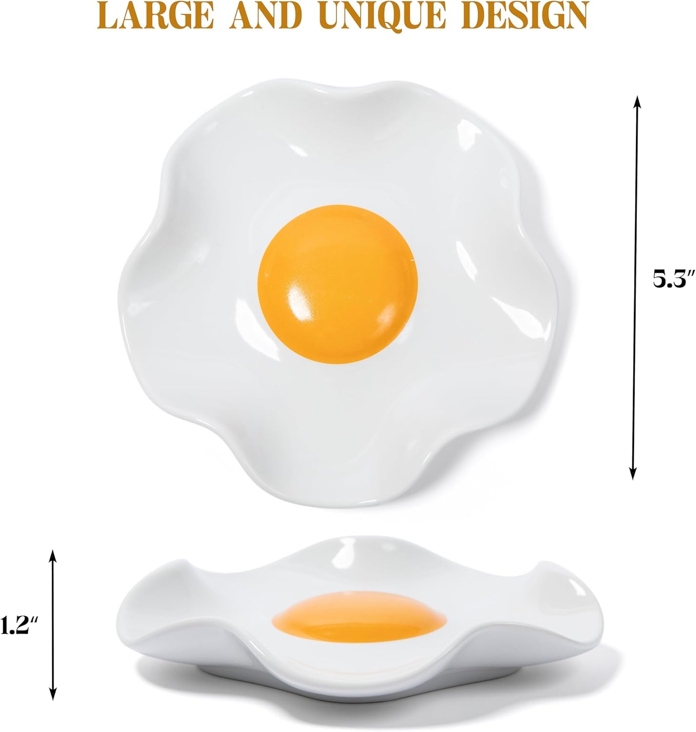 5.3 Inch Ceramic Spoon Rest with Fried Egg Design Creative Kitchen Utensil Holder & Multi-Purpose Plate