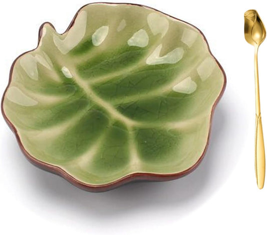 Ceramic Leaf Shaped Spoon Rest for Stove Top Cute Utensil Holder for Kitchen Counter Cooking Spatula Rest Kitchen Utensil Organizer