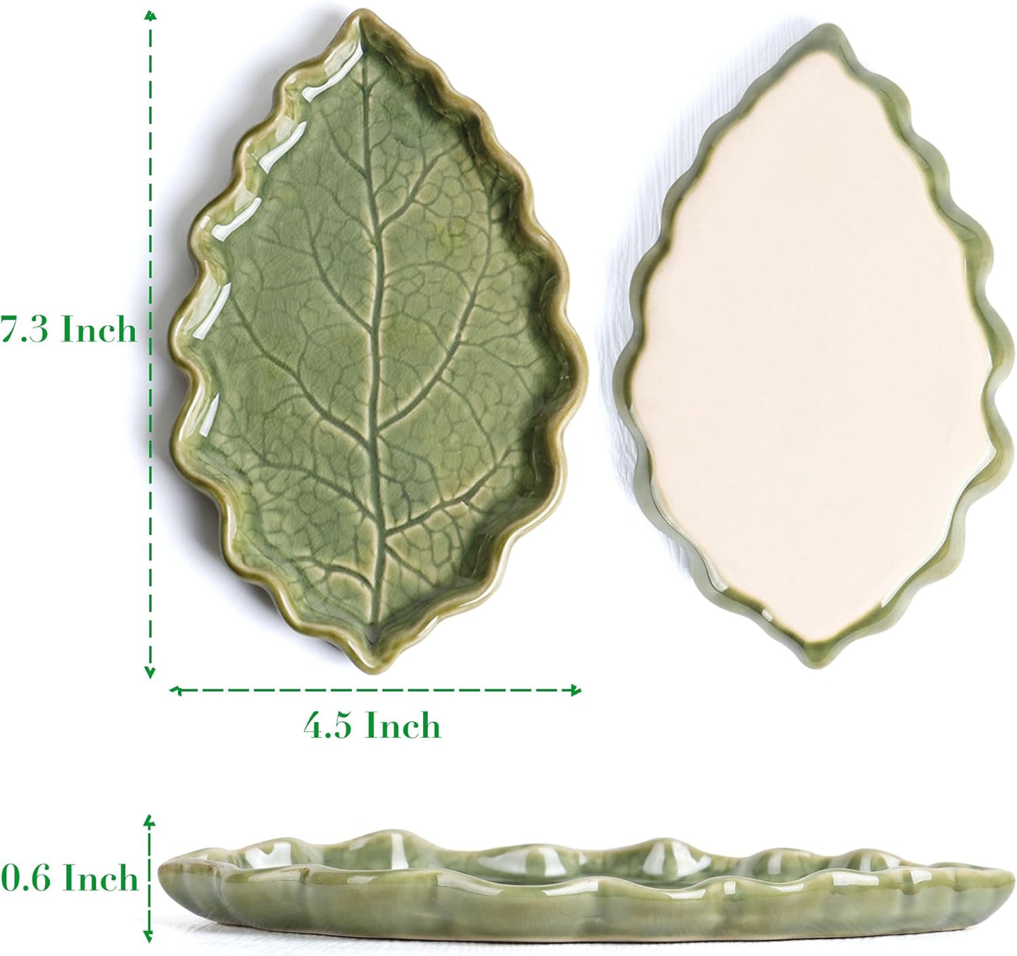 Ceramic Leaf-Shaped Plate Creative Kitchen Spoon Rest Small Snack Tray Fruit Dish Condiment Holder