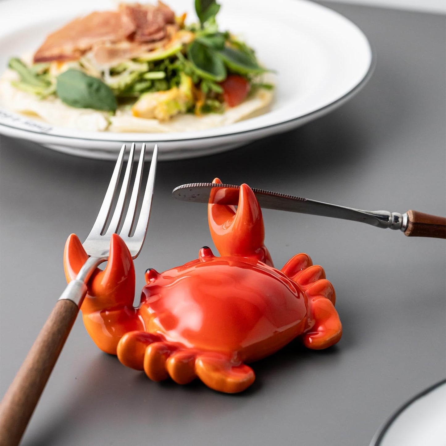Creative Crab Ceramic Spoon Rest Cute Tabletop Holder for Coffee Spoons, Dessert Spoons, and Kitchen Utensils
