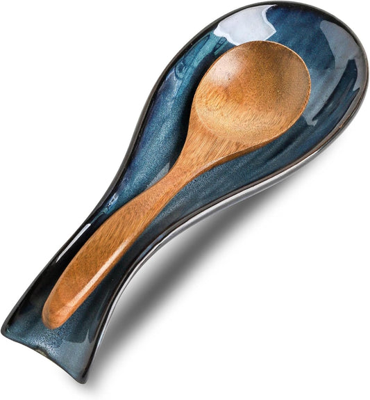 Long Ceramic Spoon Rest Kitchen and Table Utensil Holder Creative Spoon Tray for Cooking and Dining