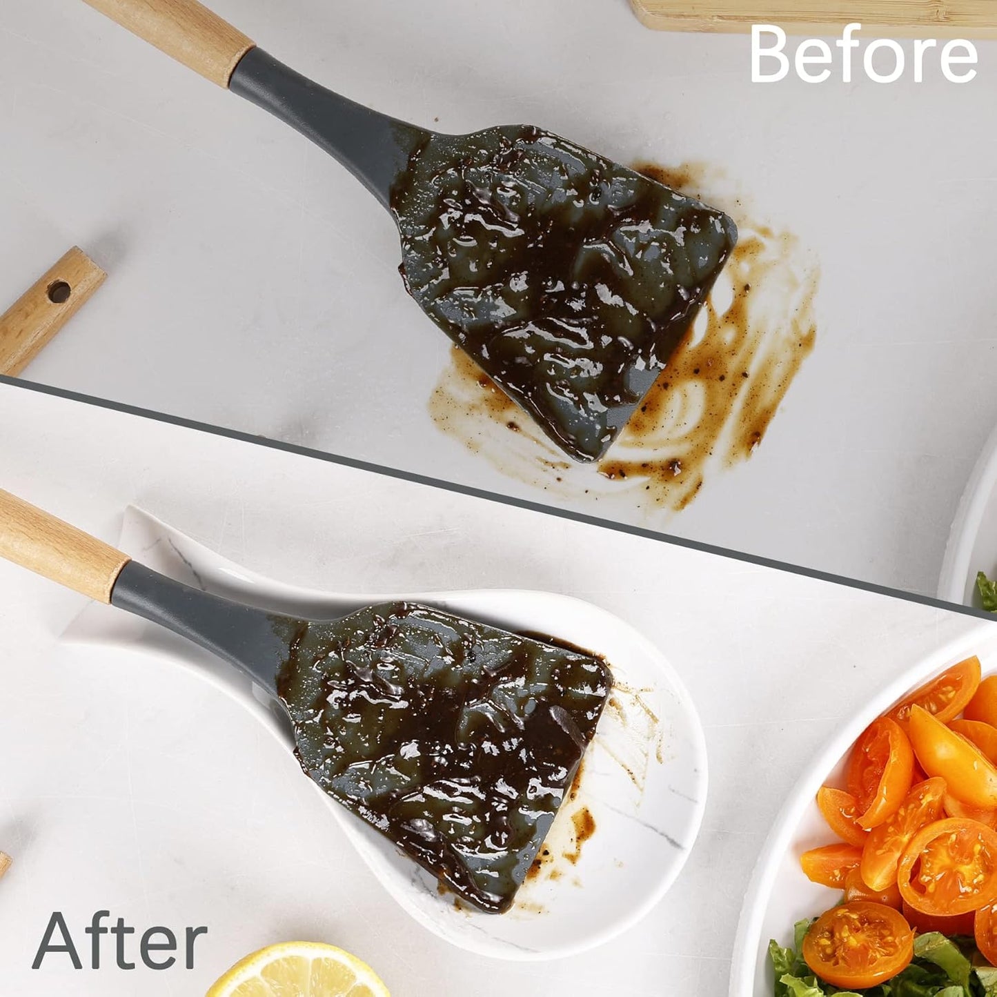 Marble Ceramic Spoon Rest 7.17 Inch Utensil Holder Tray for Kitchen Cooking Spoons & Chopsticks Elegant Easy-Clean Design Microwave Oven Dishwasher Safe