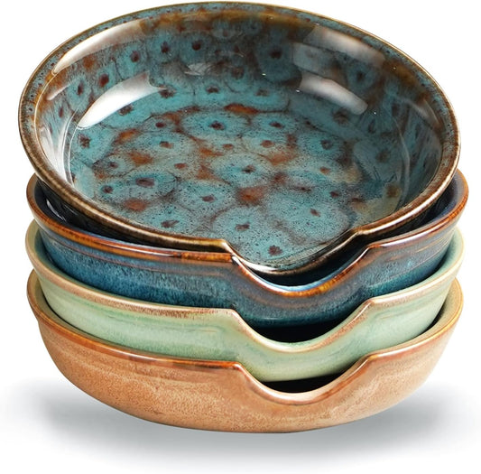 Ceramic Spoon Rest 4.85" x 4.5" Multi-Purpose Utensil Holder Glazed Tableware Tray for Kitchen & Dining