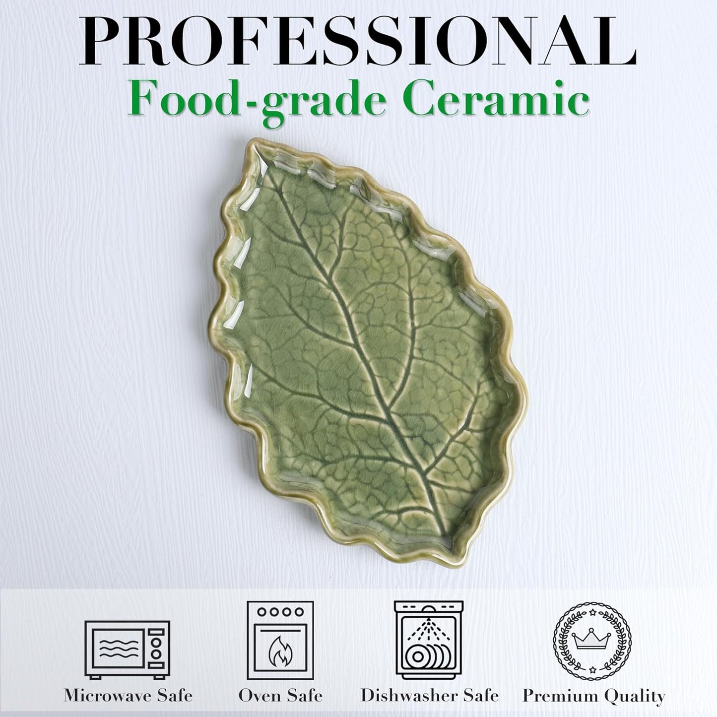 Ceramic Leaf-Shaped Plate Creative Kitchen Spoon Rest Small Snack Tray Fruit Dish Condiment Holder