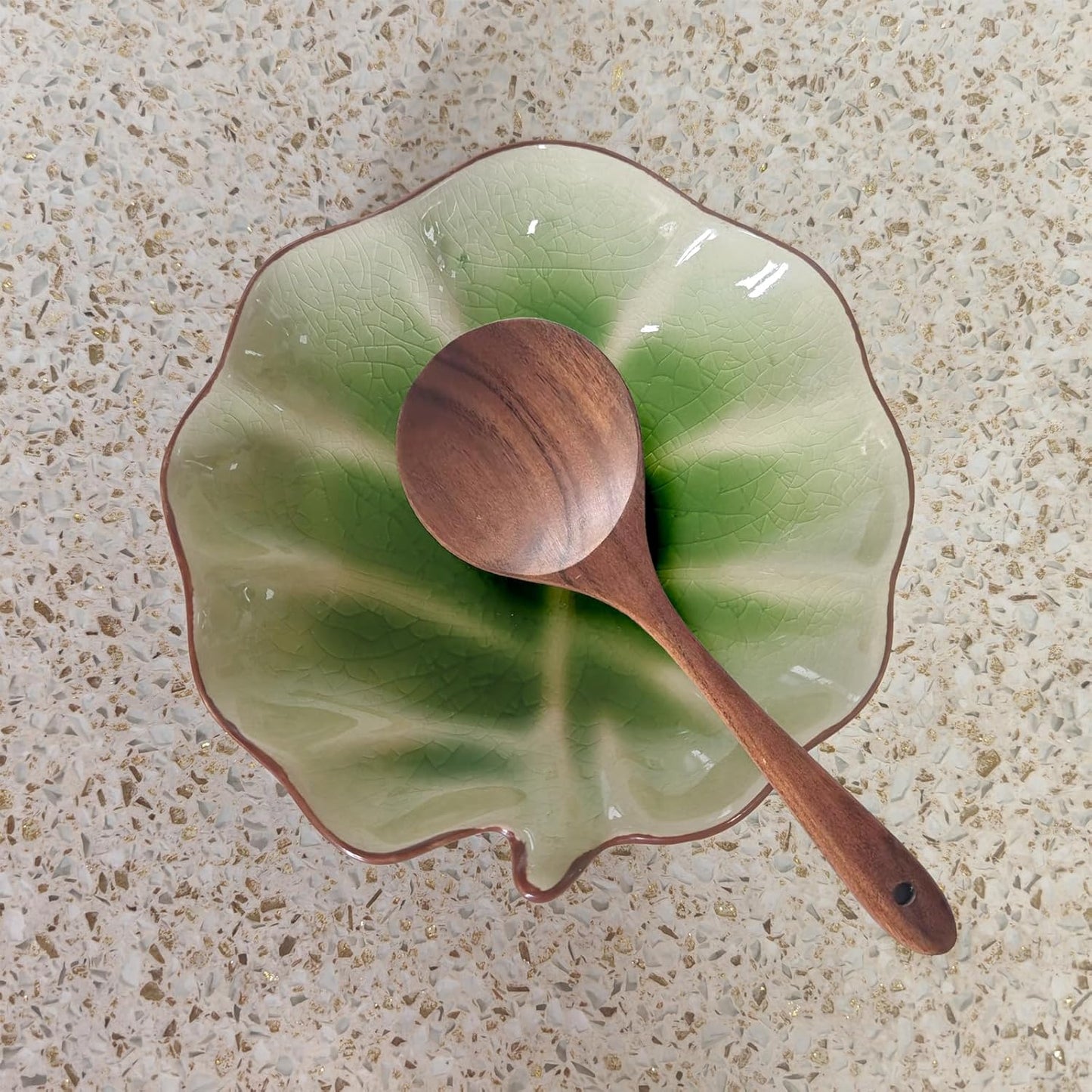Ceramic Leaf Shaped Spoon Rest for Stove Top Cute Utensil Holder for Kitchen Counter Cooking Spatula Rest Kitchen Utensil Organizer